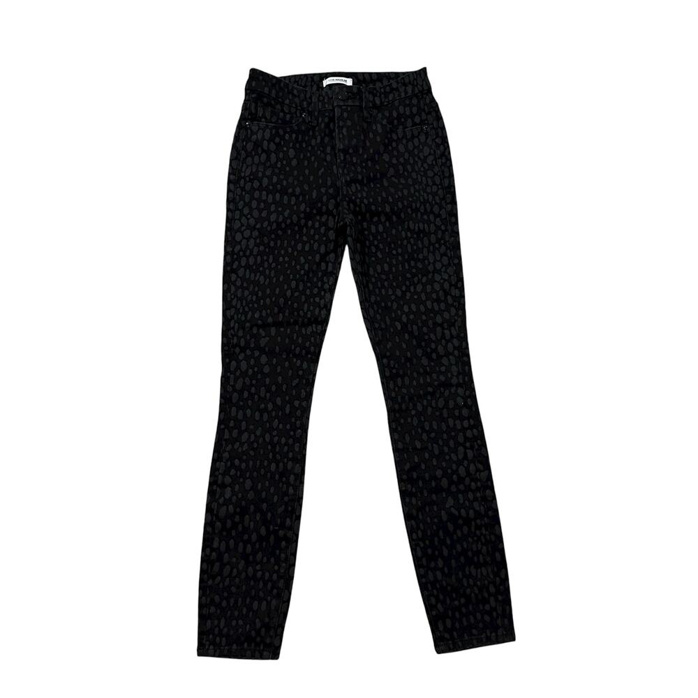 Good American Good Legs Crop black animal print jeans size 0